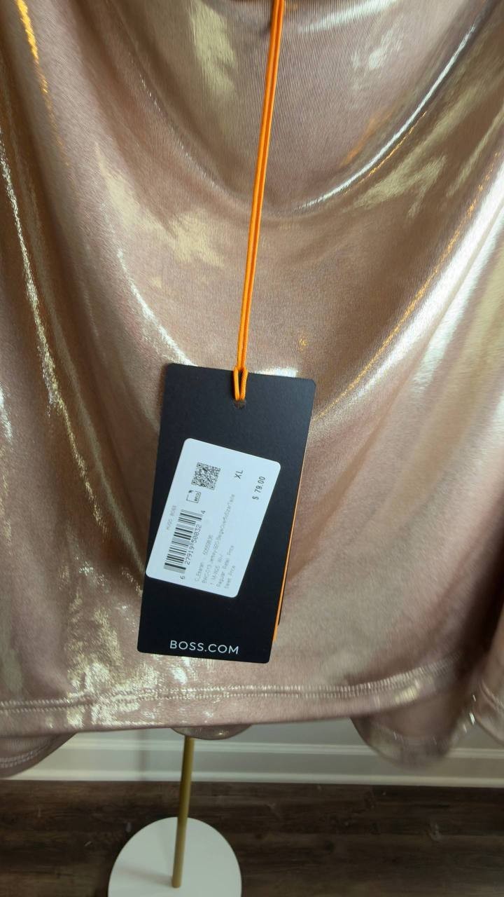 BOSS Esarah Metallic Scoop‑Neck Tank Beige XL NWT $79