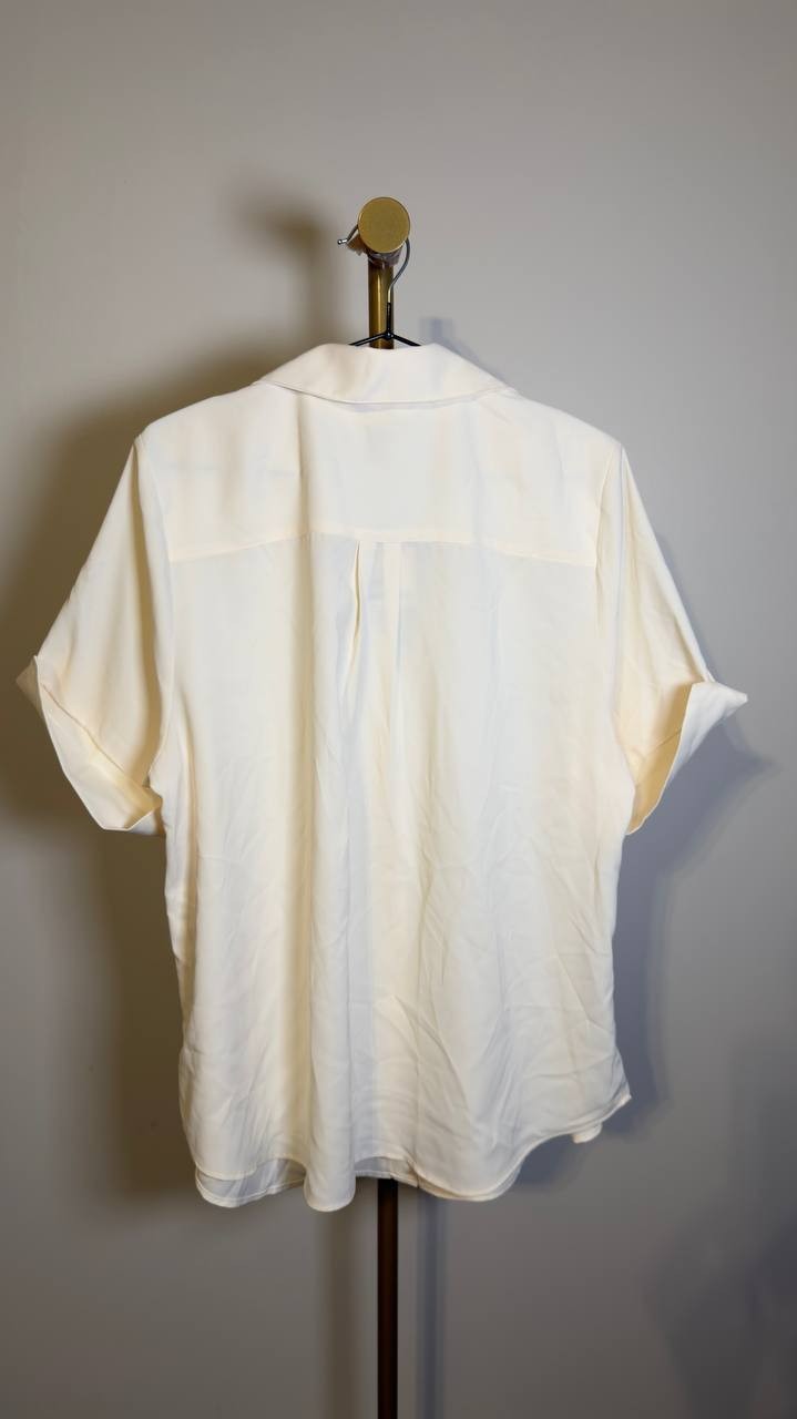 Anne Klein Women’s Short Sleeve Button‑Up Shirt White Dove 1X NWT $69