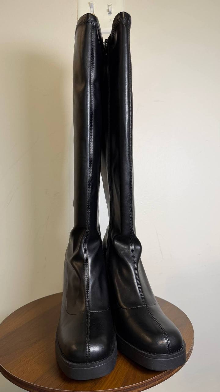Madden Girl Dreammerr Stretch Knee‑High Block Heel Boots Black 9.5 NWB $99