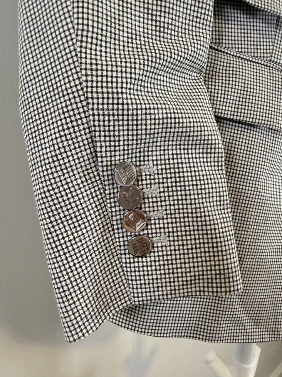 Karl Lagerfeld Paris Checkered One‑Button Blazer – Black/White – Size 8 – NWT