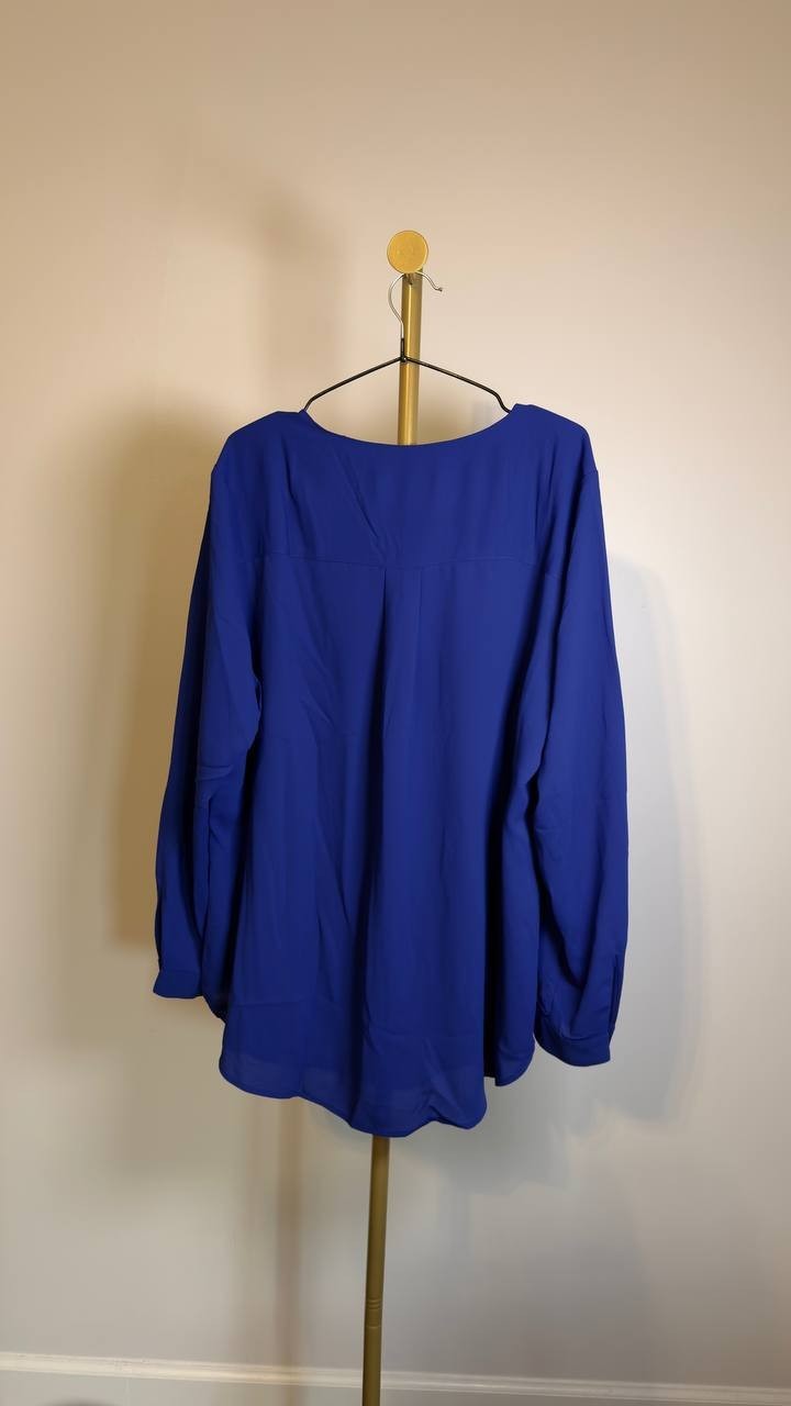Kasper - Blue - V‑Neck Blouse – Long Sleeve – NWT