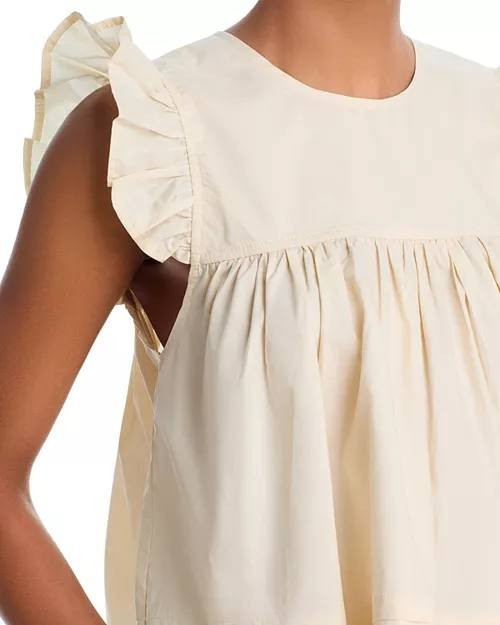AQUA Poplin Flutter Top Ivory S NWT $78