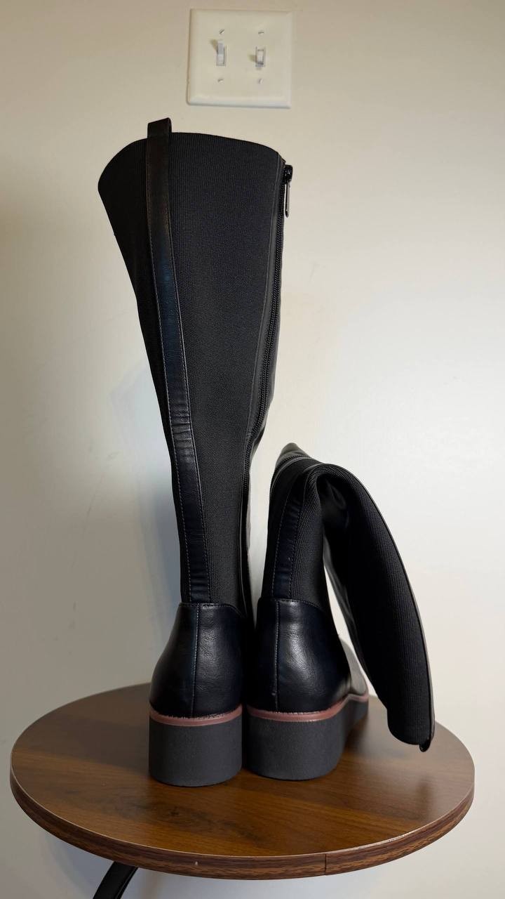 Style & Co Cyruss Tall Boots 10M Black Wedge Round Toe Memory Foam NIB msrp$99