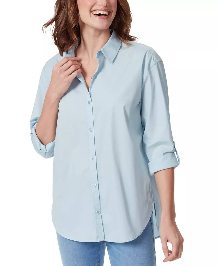 Gloria Vanderbilt Amanda Shirt PL NWT Pale Sky Button‑Front Top msrp$50
