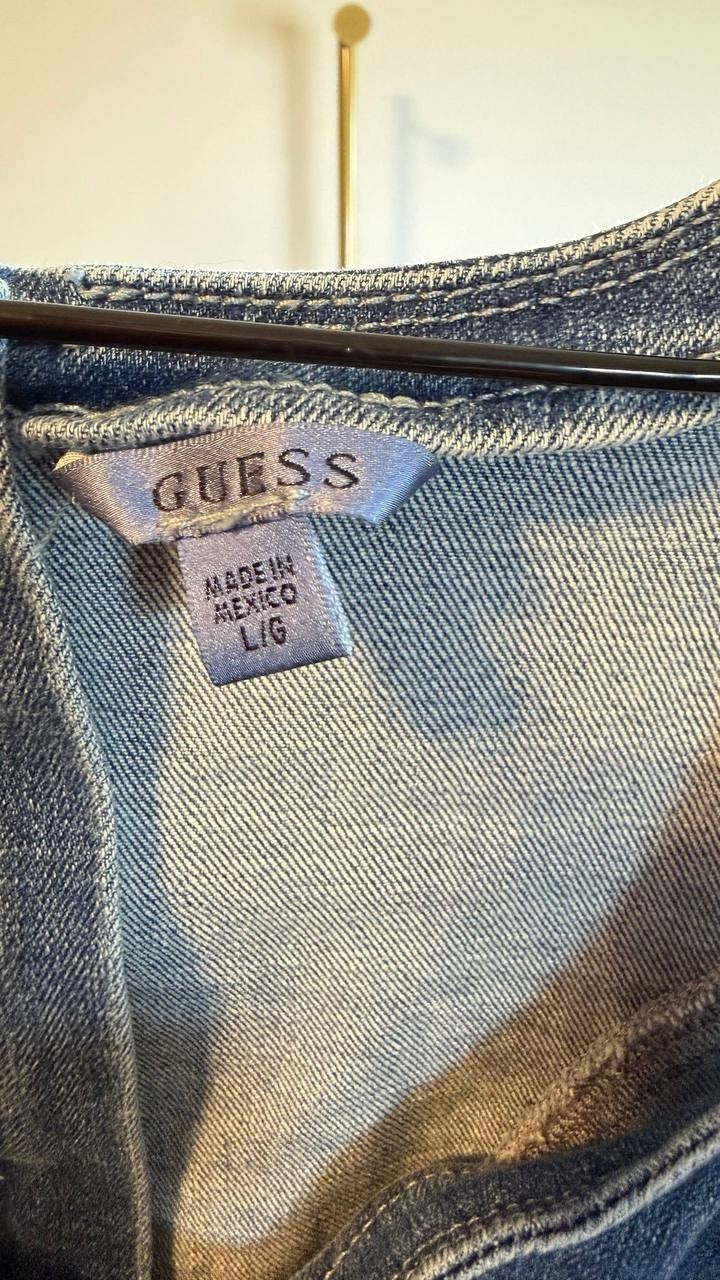 Guess Sunni Sleeveless Stretch Denim Romper Dream Blu Size L NWT $148