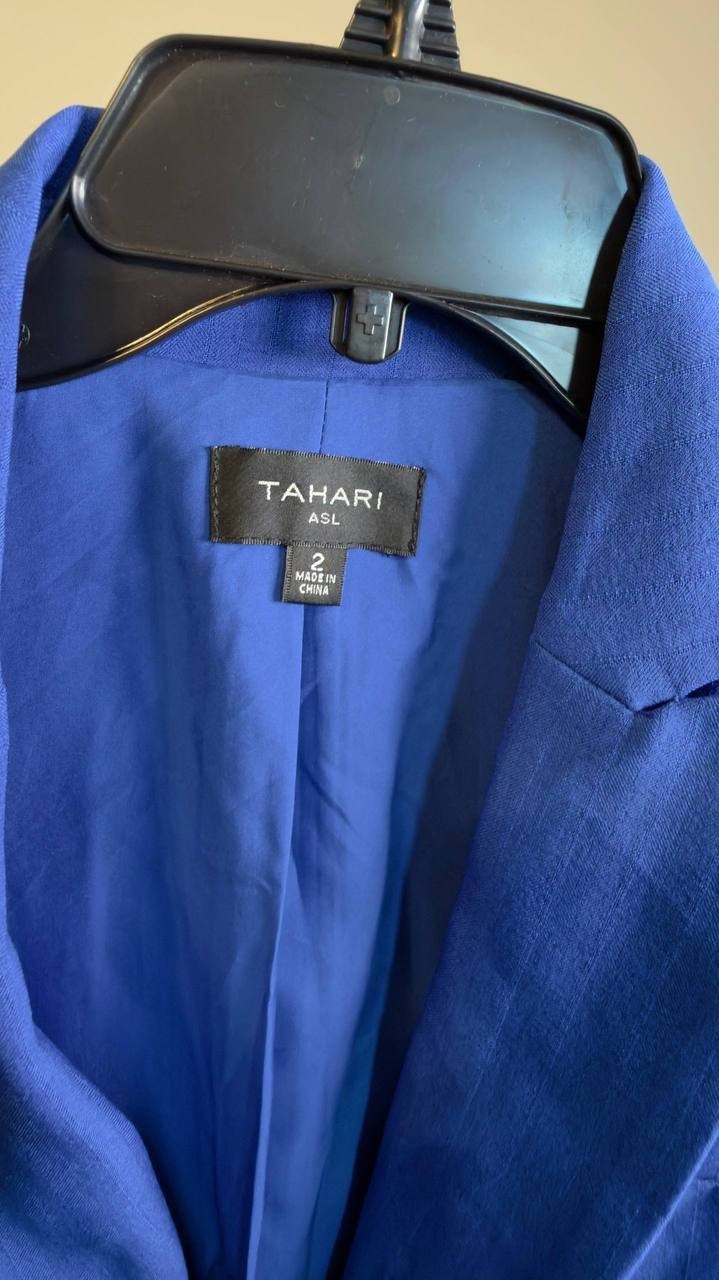Tahari ASL Faux Double Breasted Jacket New Royal Blue 2 NWT $139