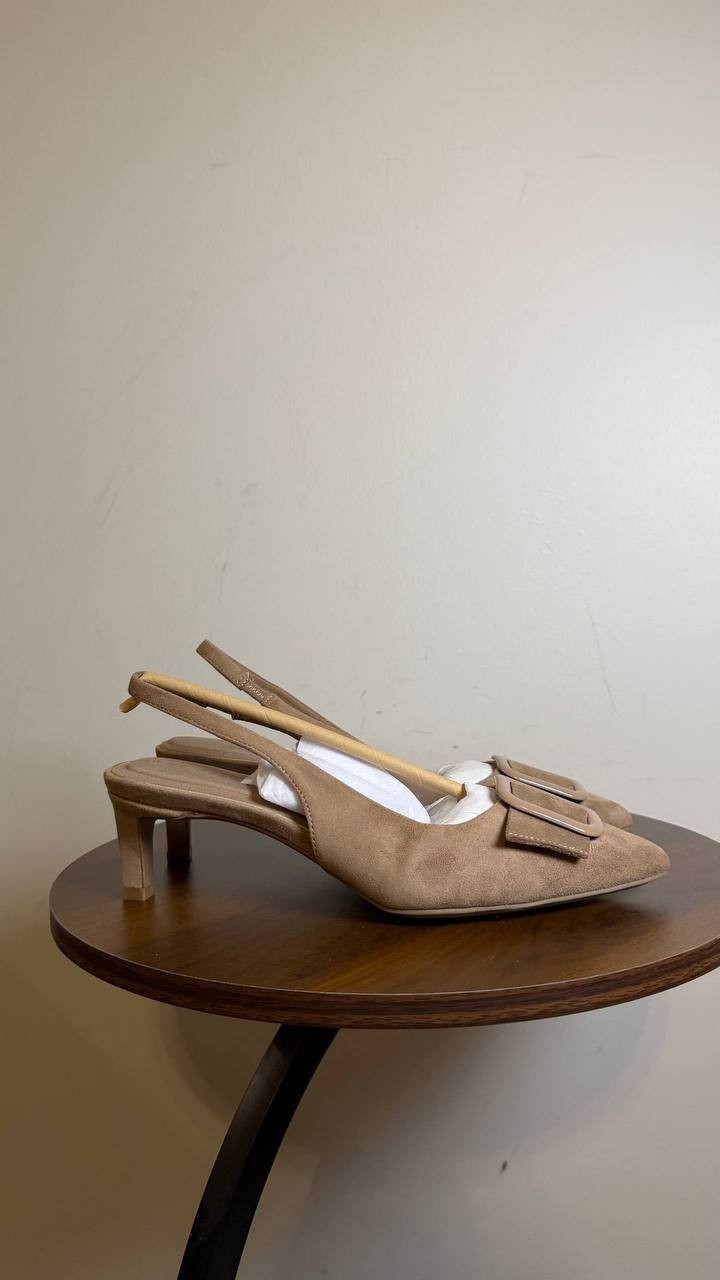 Anne Klein Women’s Ilanna Slingback Pumps Taupe 7.5M Man‑Made MSRP $89 NWB