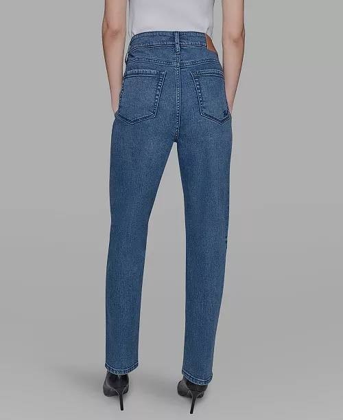 Karl Lagerfeld Patch Denim Straight‑Leg Jeans Denim Blue 6 NWT $139