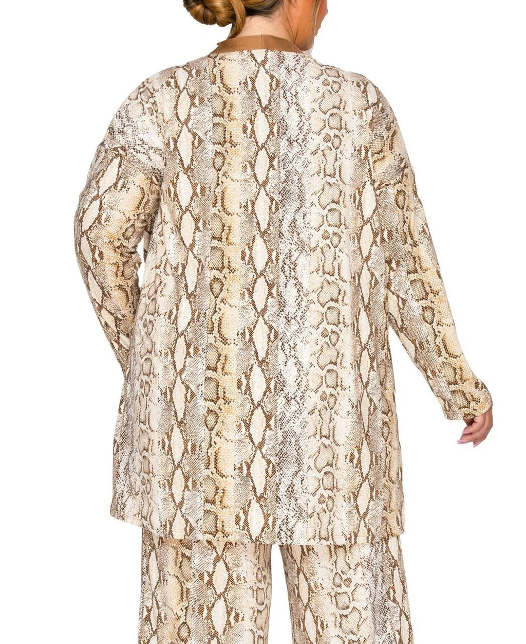 Coin 1804 Plus Python Contrast Cardigan Sweater Off White Camel 1X NWT $40