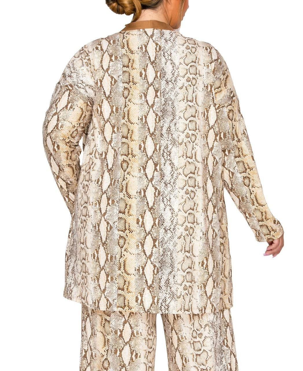 Coin 1804 Plus Python Contrast Cardigan Sweater Off White Camel 1X NWT $40