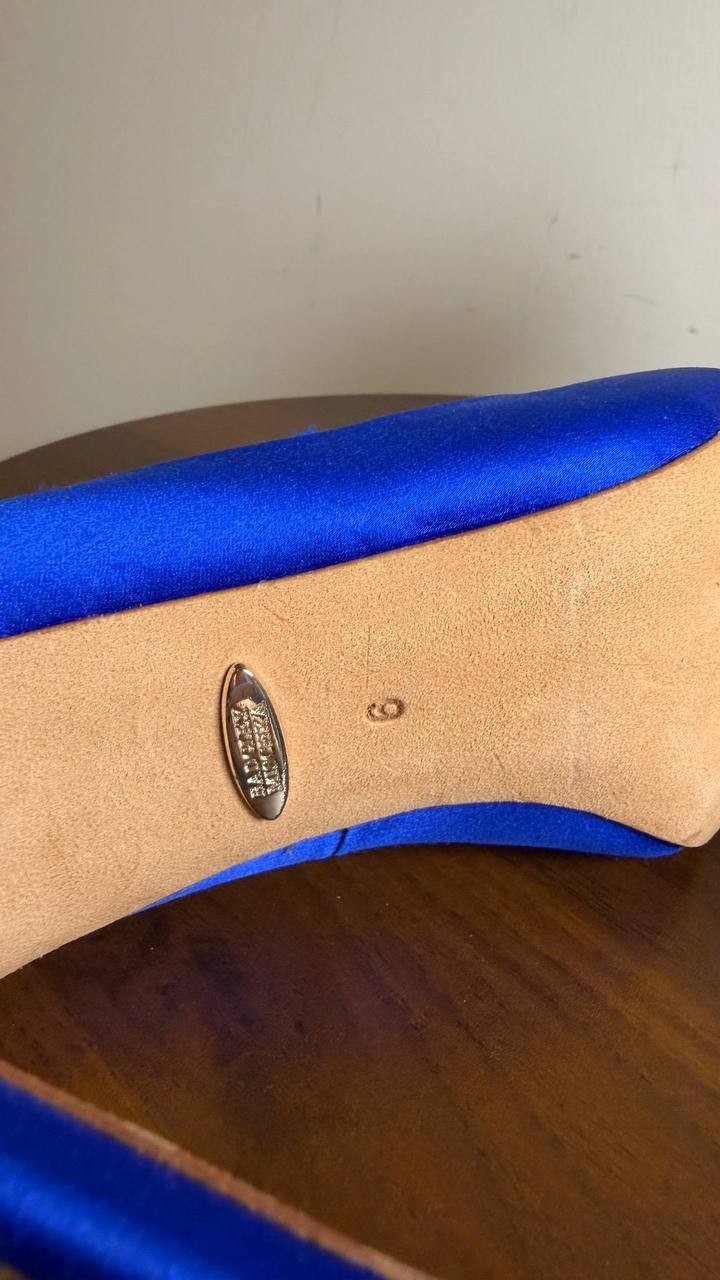 Badgley Mischka Blue Satin Evening Pumps 6M Pre‑Owned w/o Box MSRP $235
