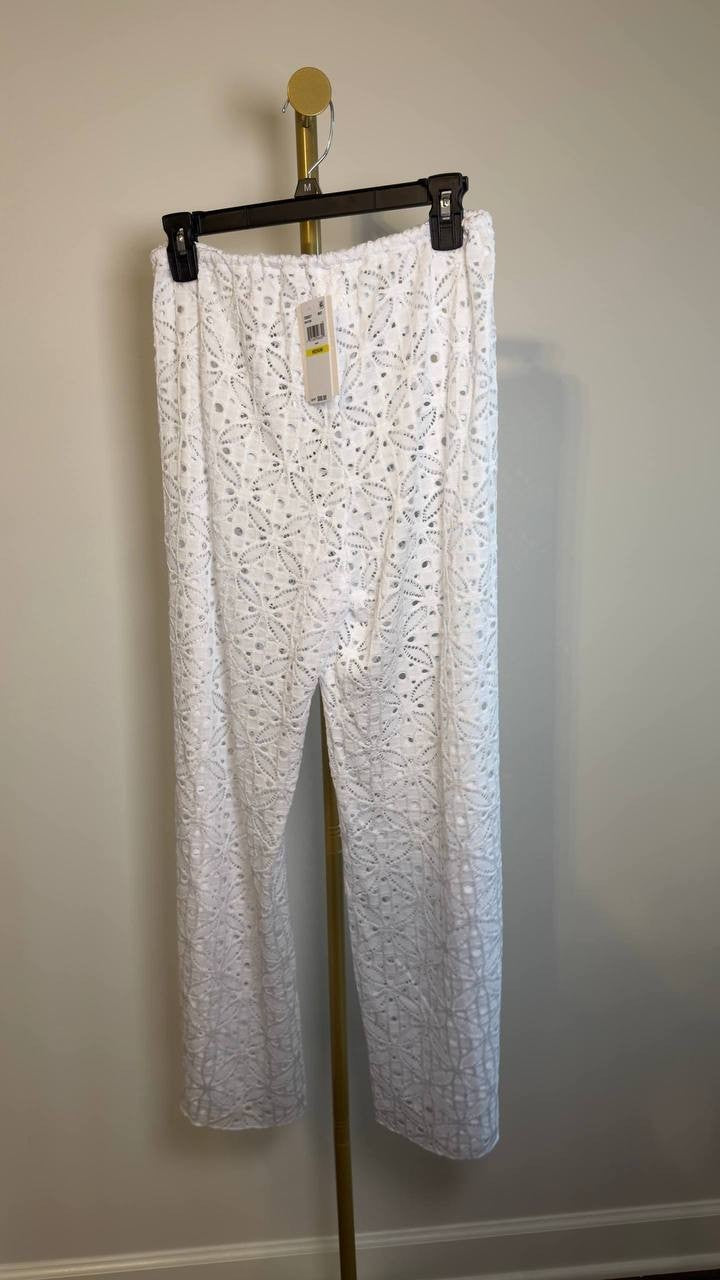 Becca Las Colinas Crochet Beach Pants White M NWT $88