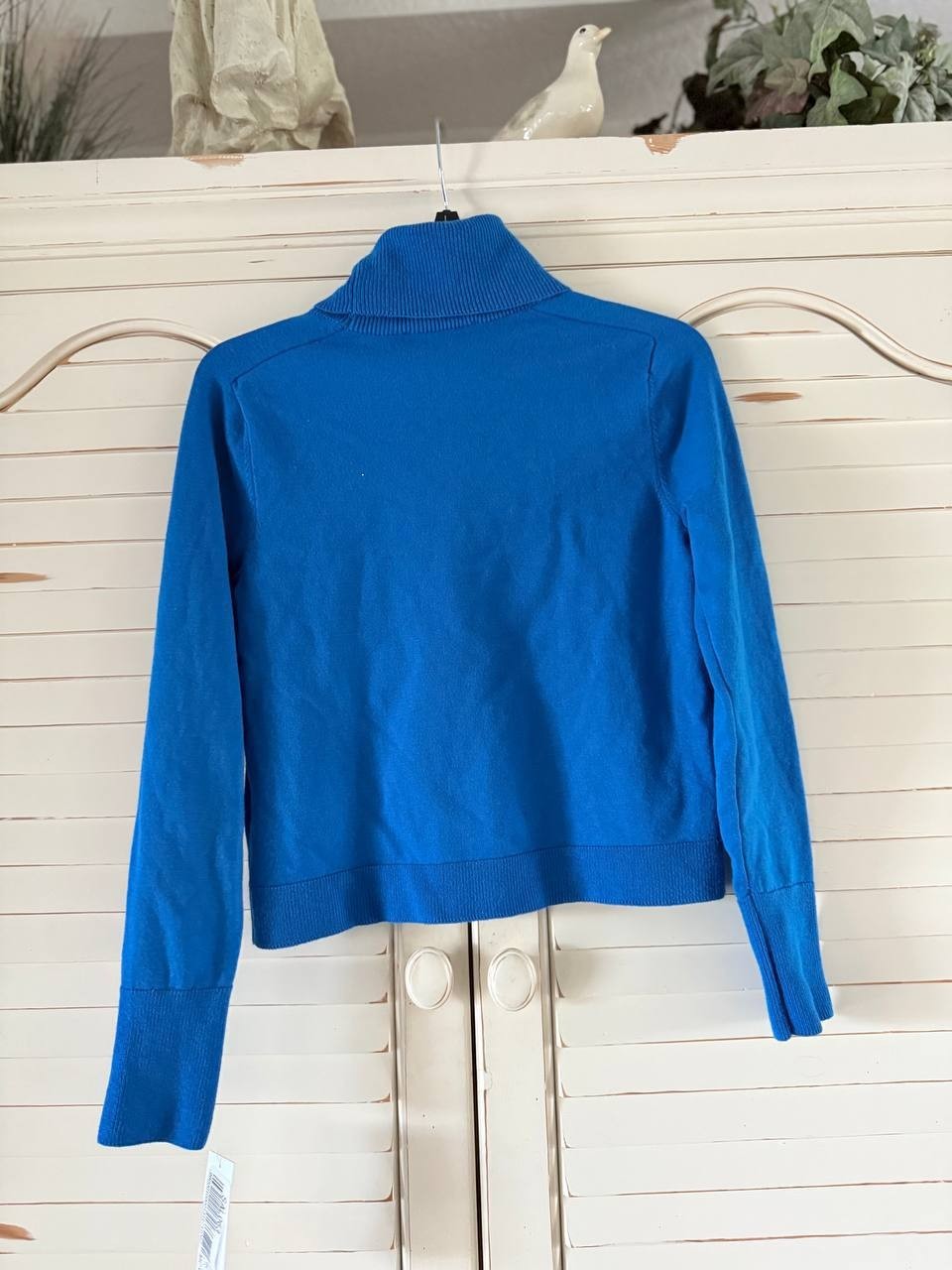 DKNY Blue Sweater S Logo Knit Pullover Minimalist Cozy