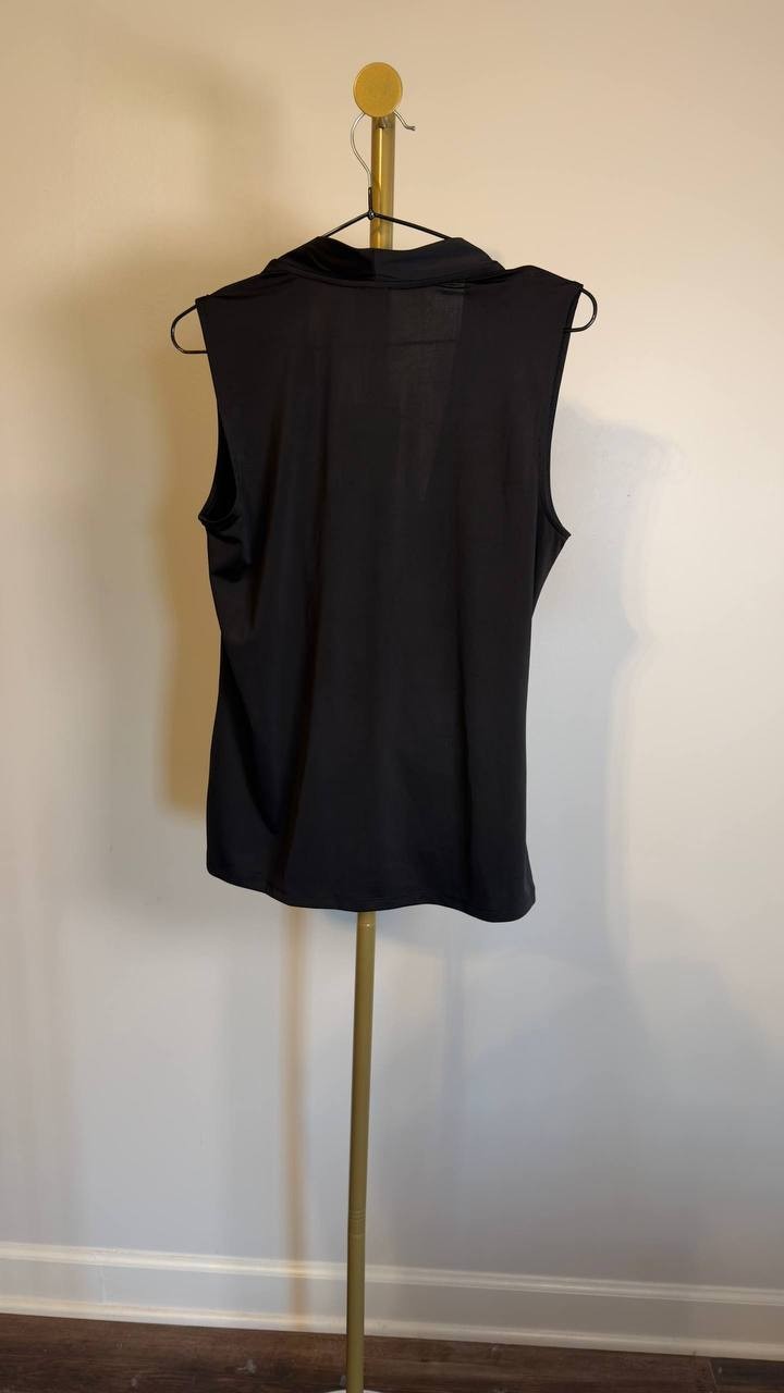 Anne Klein Sleeveless Shirred Surplice Top Black M NWT $59