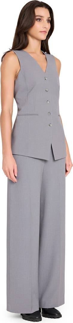 Tahari Button-Up Vest Size 16 NWT Gray Minimalist Tailoring for Women