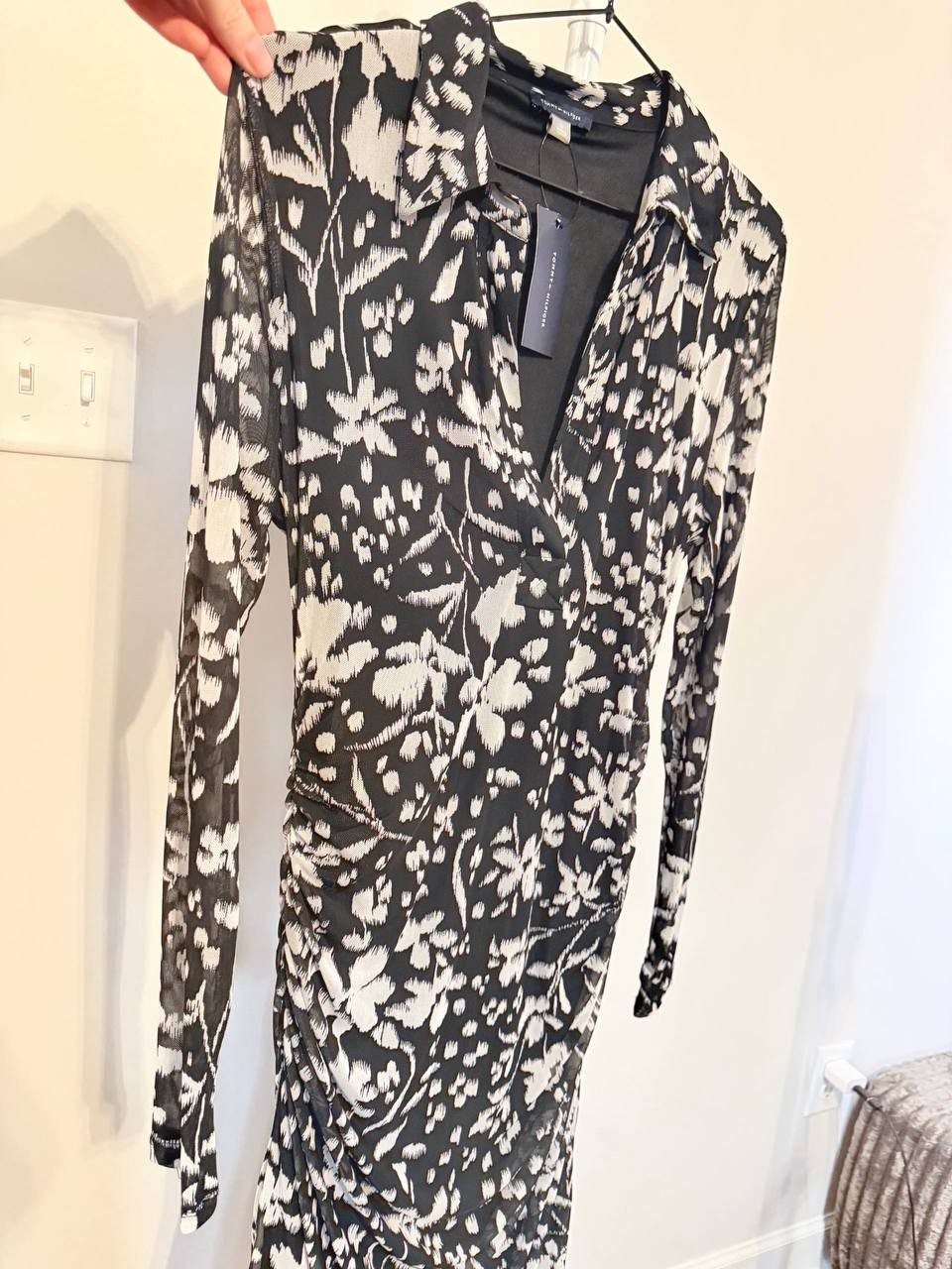 Tommy Hilfiger Floral Ruched Long Sleeve Dress – Size 16 – NWT – $119
