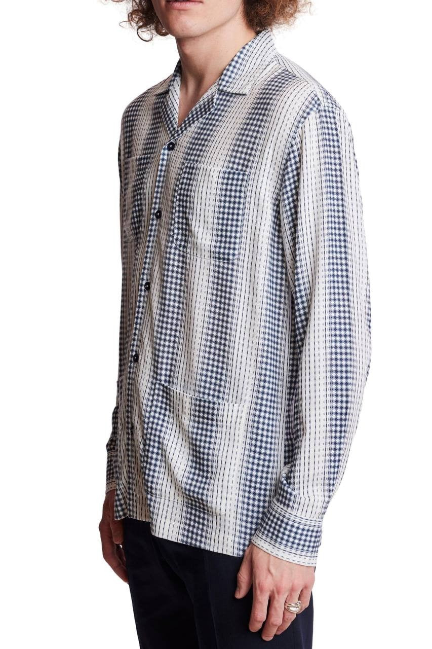 Paisley & Gray Long Sleeve Camp Shirt Blue Multi S/P NWOT $95