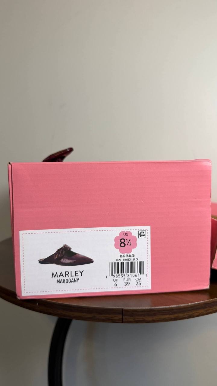 Sam & Libby Marley Mules 8.5 Mahogany Pointed Toe Bow Slip‑On NIB msrp$70