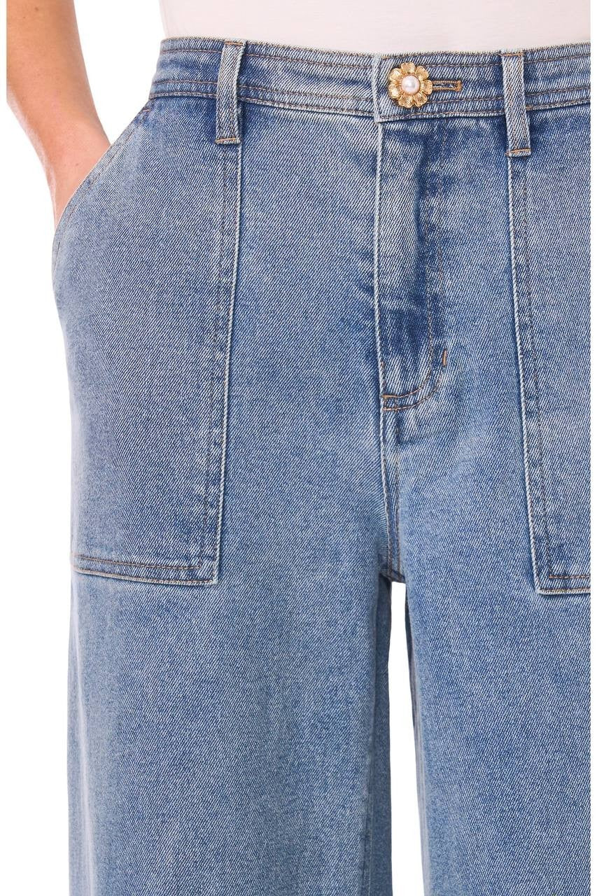 CeCe Women’s Wide Leg Jeans Indigo Wash 14 NWT $119