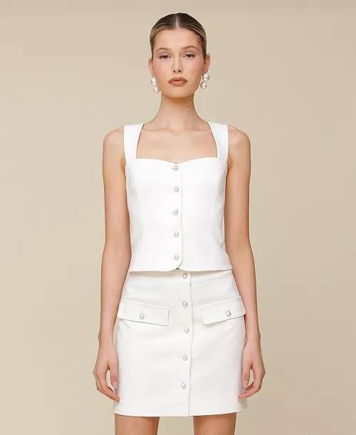 Avec  Les  Filles  Women’s  Sweetheart  Neckline  Vest  Top  Ivory  L  NWT  $79