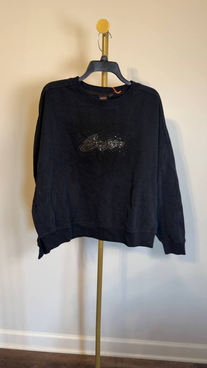 BOSS Orange Studded Logo Sweatshirt Black M NWT $129