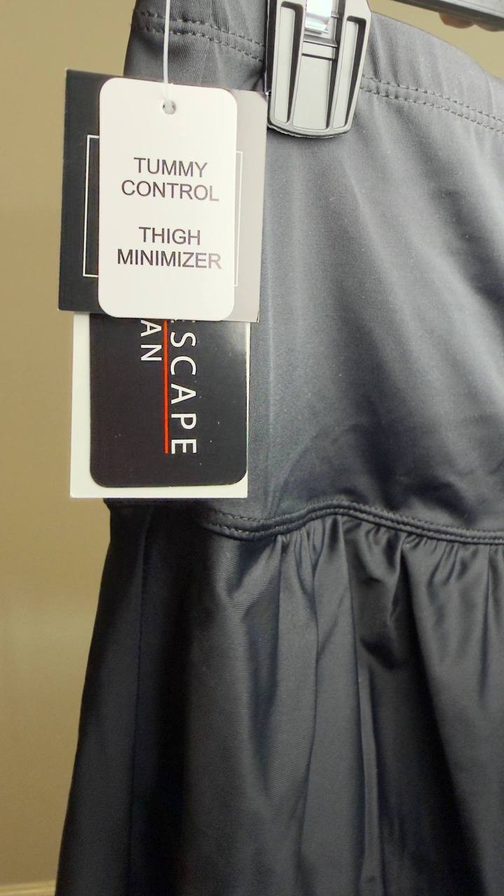 Island Escape La Palma High-Waist Tummy Control Swim Skirt Black 20W NWT $44.99