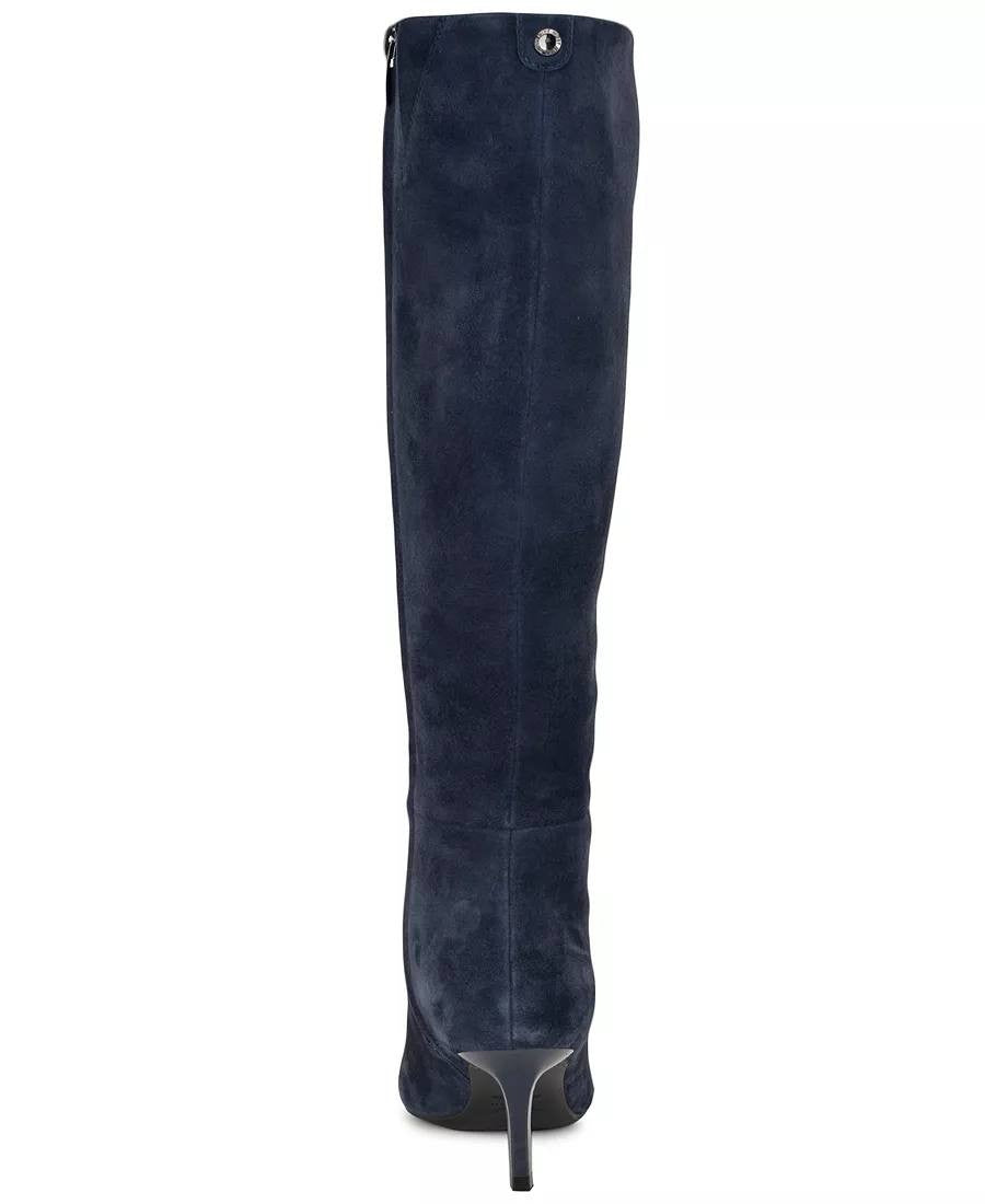 Nine West Kimdee Boots 7.5M Dark Blue Suede Tall Stiletto Dress NIB msrp$269