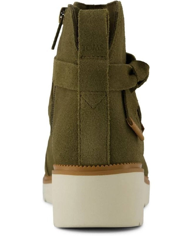 Toms Marlow Wedge Boots 6.5 Military Olive Suede Water‑Repellent NIB msrp$95