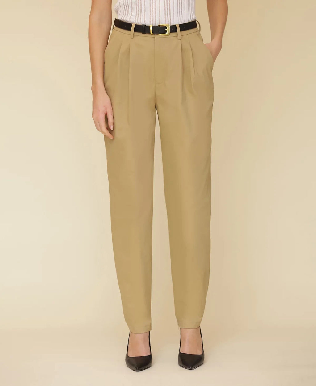 Avec Les Filles High-Waisted Belted Tapered Pants – Size 12