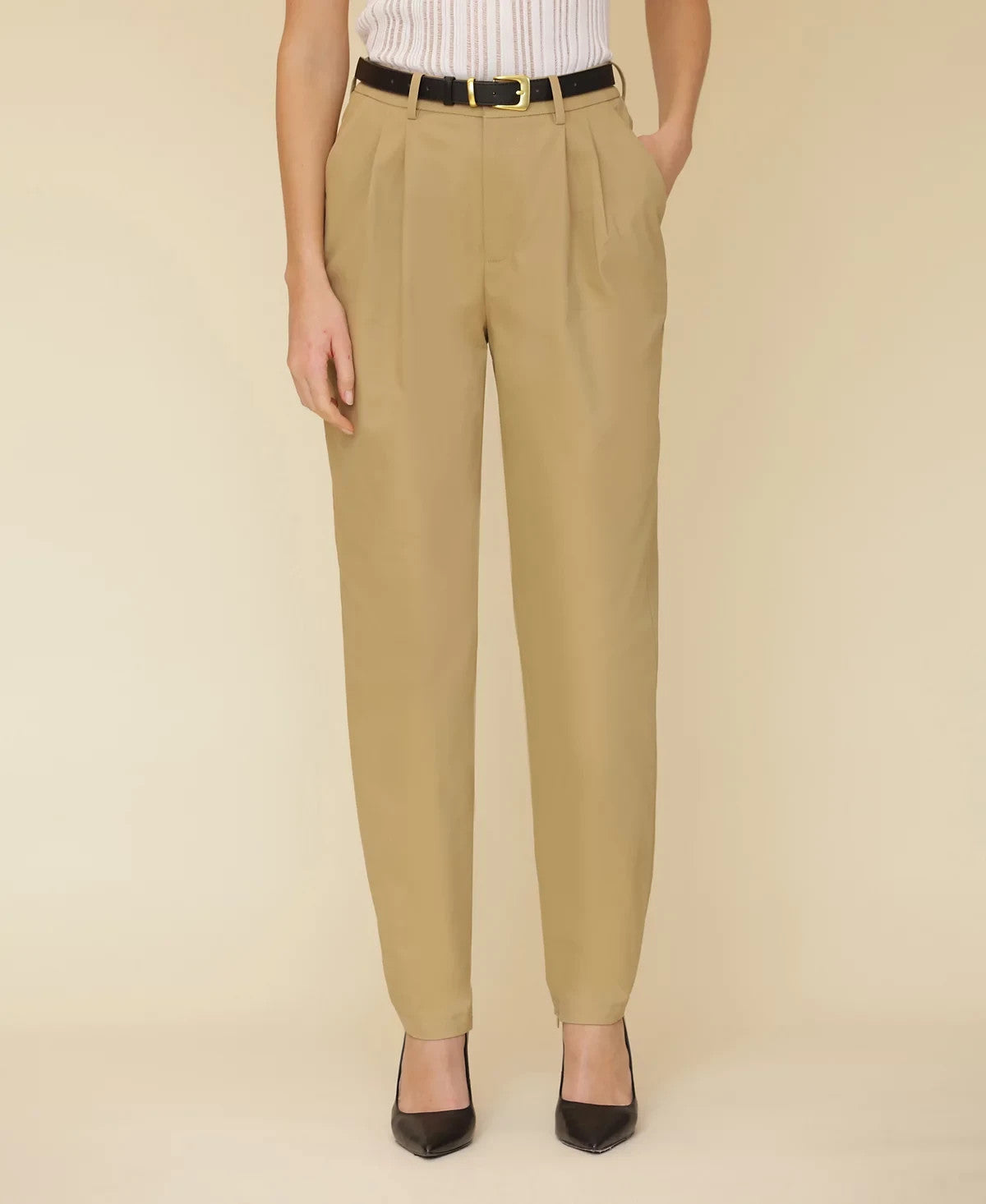 Avec Les Filles High-Waisted Belted Tapered Pants – Size 12
