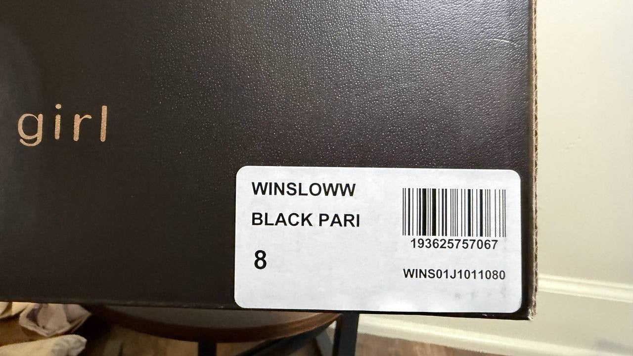 Madden Girl Winsloww Boots 8 Black Synthetic Square Toe Knee‑High NIB msrp$89