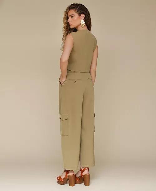 Avec Les Filles Barrel-Leg Cargo Pants Beige 14 NWOT $99
