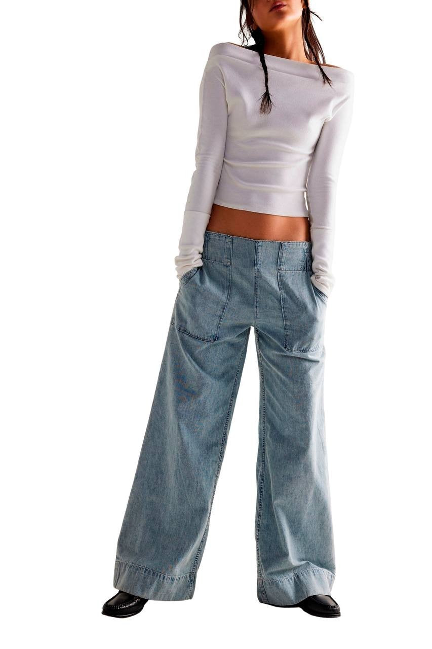 We The Free Breezy Pull‑On Wide Leg Jeans Dusk XL NWT $78