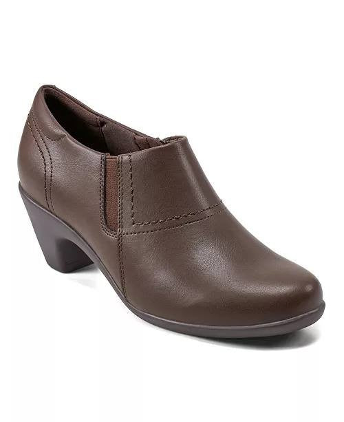Easy Spirit Caine Booties 9.5M Dark Brown Side‑Zip Round Toe NIB msrp$95