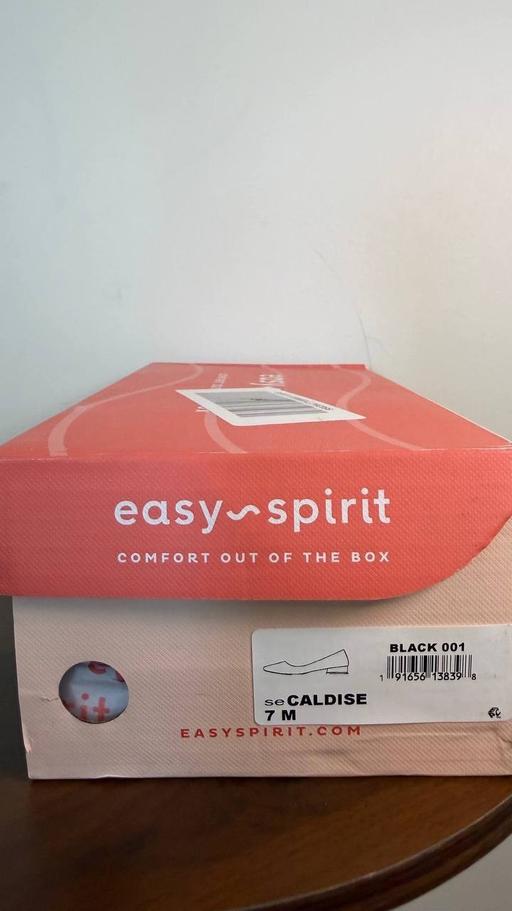 Easy Spirit Caldise eFlex Slip‑On Low Heel Pumps Black 7M Leather $99 NWB