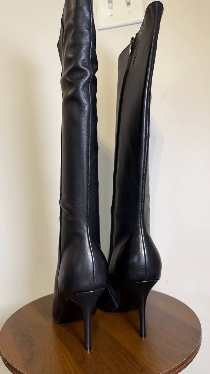 Nine West High Boots 11M Black Leather New in Box MSRP $249