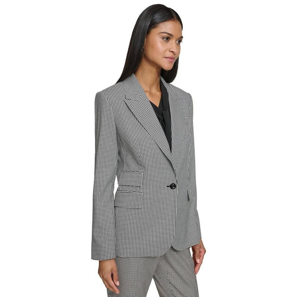 Karl Lagerfeld Paris Checkered One‑Button Blazer – Black/White – Size 8 – NWT