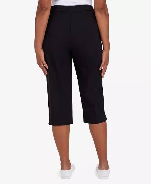Alfred Dunner Women’s Petite Classic Allure Stretch Clamdigger Pants Black 10P $