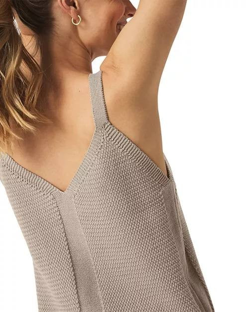 Splendid Banks Sweater Tank Fawn Size S Sleeveless Cotton Knit V-Neck