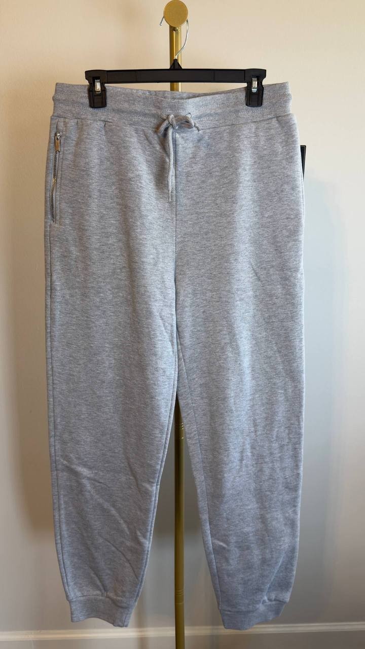 Blue Ice Fleece‑Lined Loose Fit Jogger Sweatpants Heather Grey L NWT $42.50