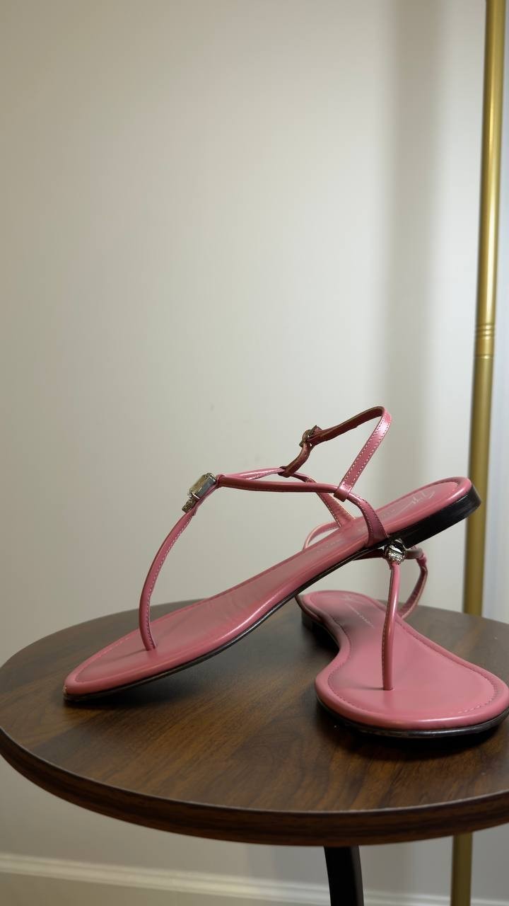 Giuseppe  Zanotti  Butterfly  Flat  Sandals  Neon  Pink  38.5  Pre‑owned