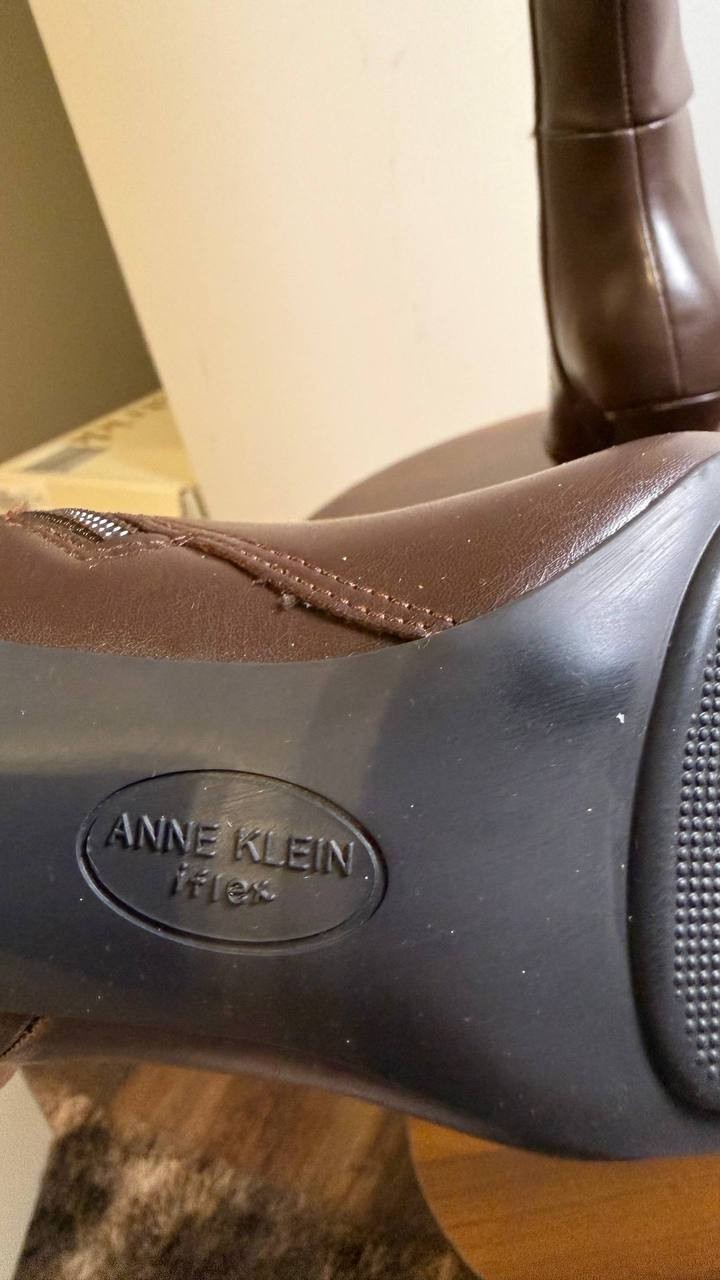 Anne Klein Perfektion Boots 6 Black Man‑Made Knee‑High Snip Toe NIB msrp$159