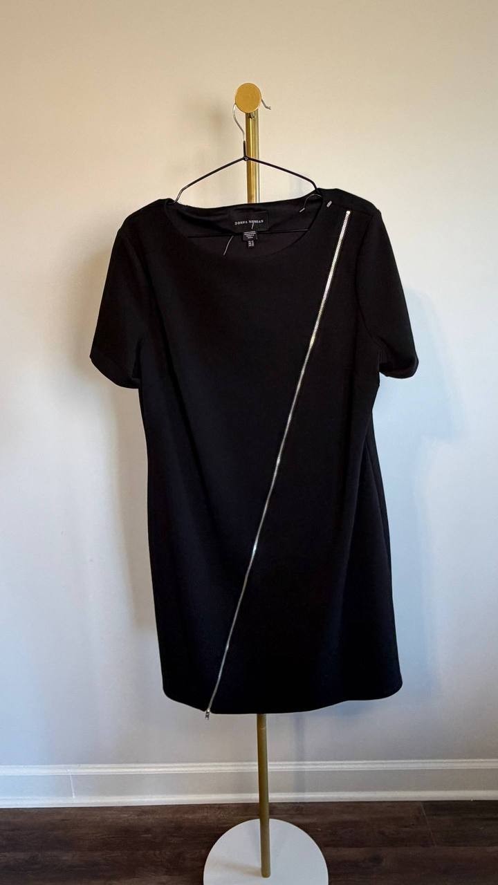 Donna Morgan Short Sleeve Scuba Crepe Dress Black 14 NWOT $128