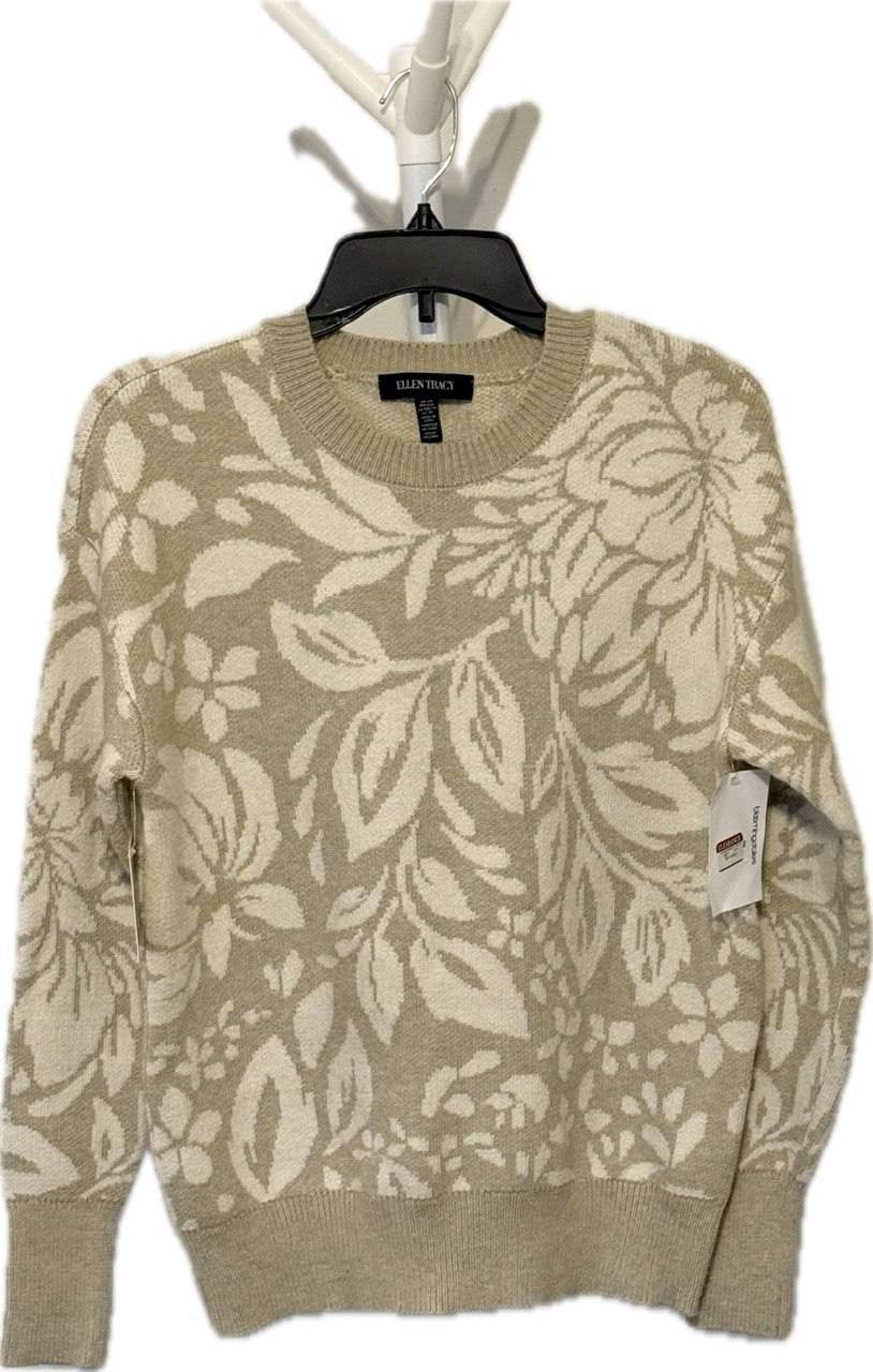 Ellen Tracy Floral Jacquard Sweater Beige XS NWT $89 – Cozy Elegant Knit