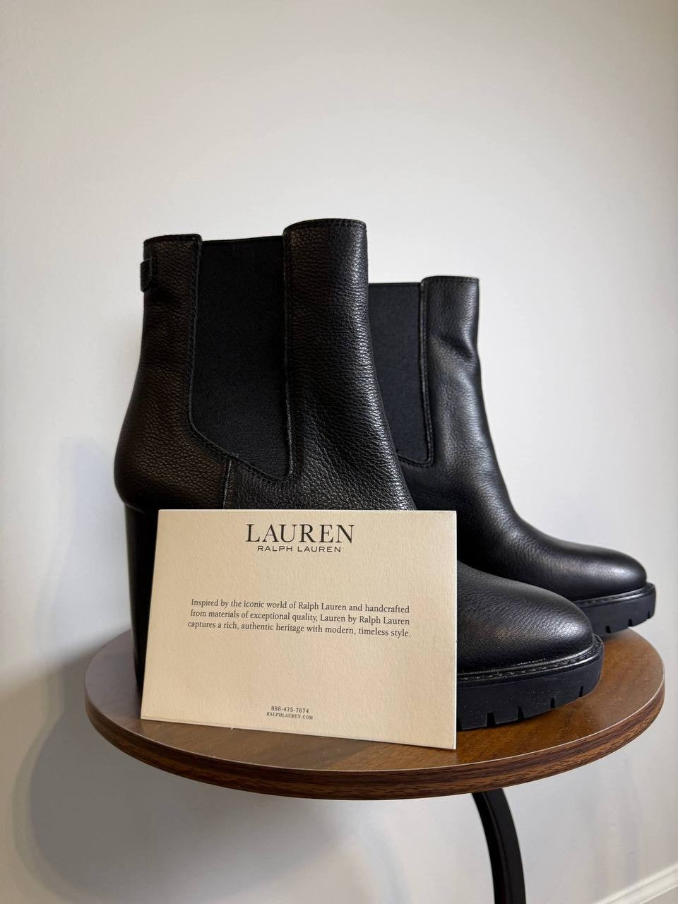 Lauren Ralph Lauren Layne Pebbled Leather Bootie – Black – Size 10B – New in Box