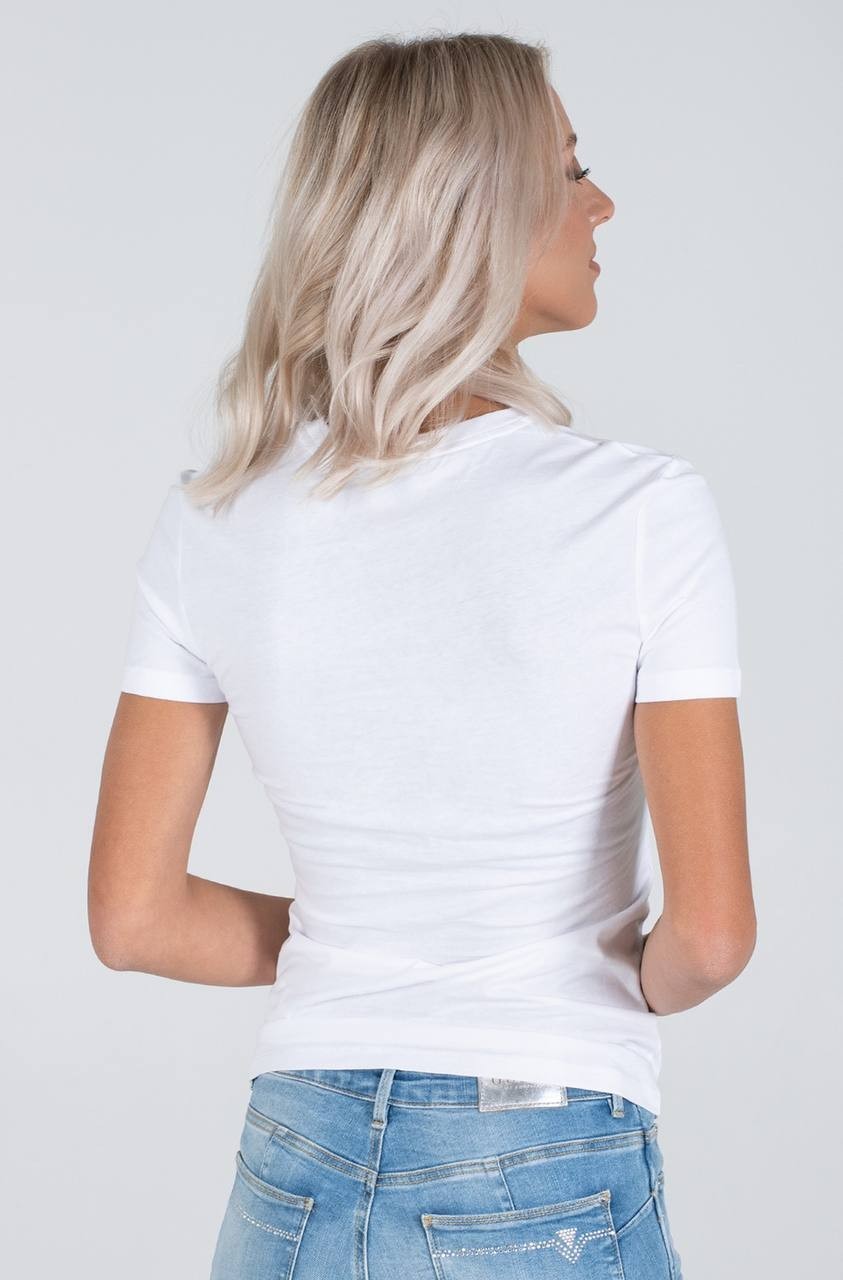 Guess Eco Short Sleeve T-Shirt White Crew Neck Casual Size XS Preowned