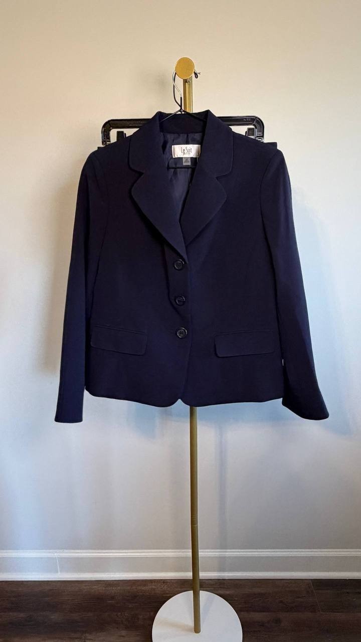 Le Suit 2‑Pc Knee Length Skirt Suit Navy 10P NWT $140