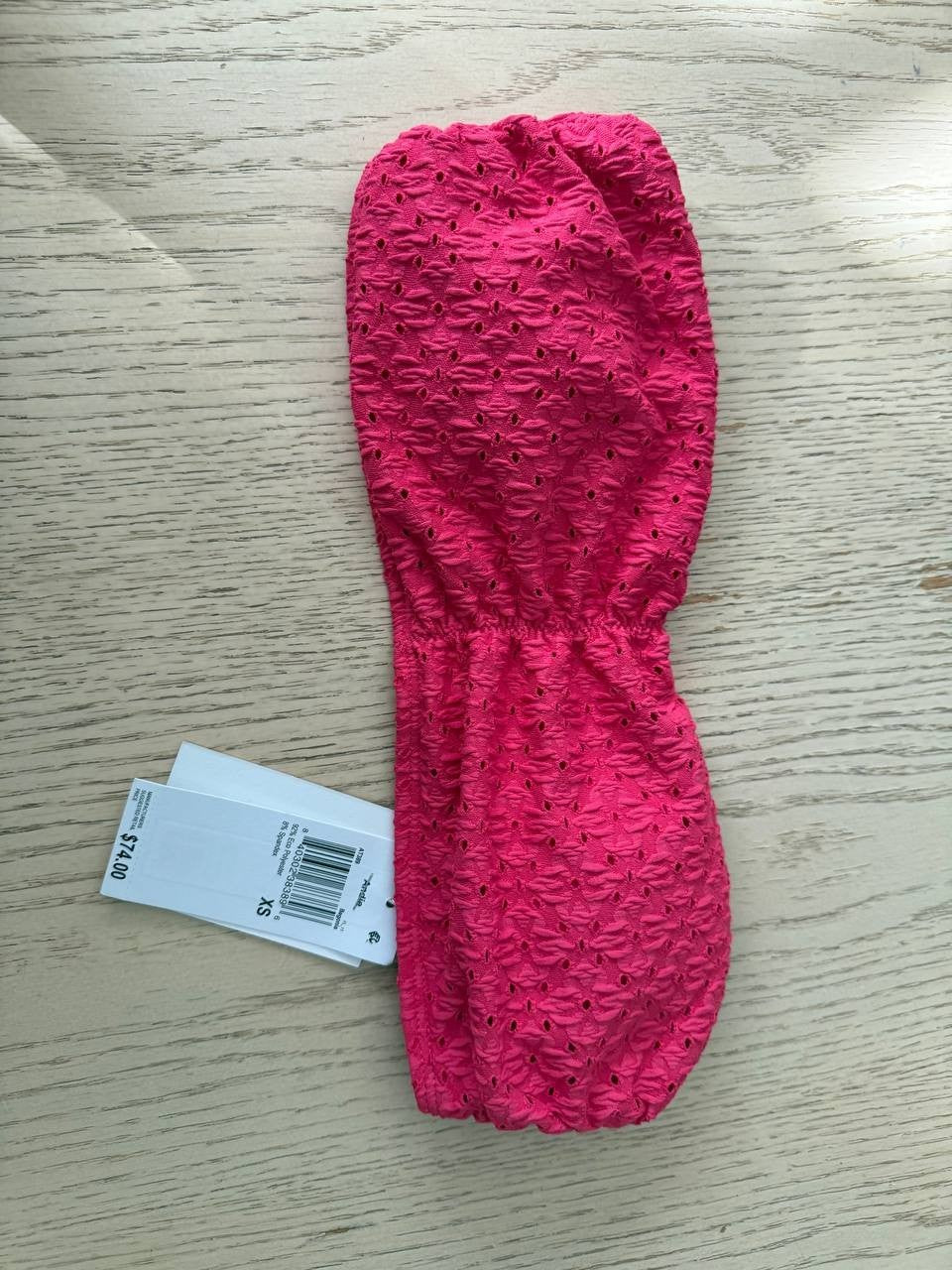 Andie The Pana Bikini Top Bandeau Style Women’s Swimwear Pink XS NWT