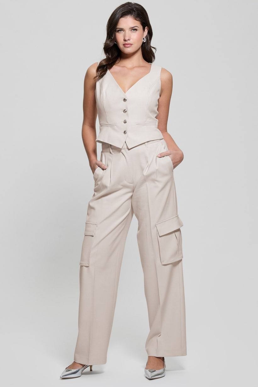 Guess Eco Matea Perfect Cargo Pants Ivory M NWOT $148