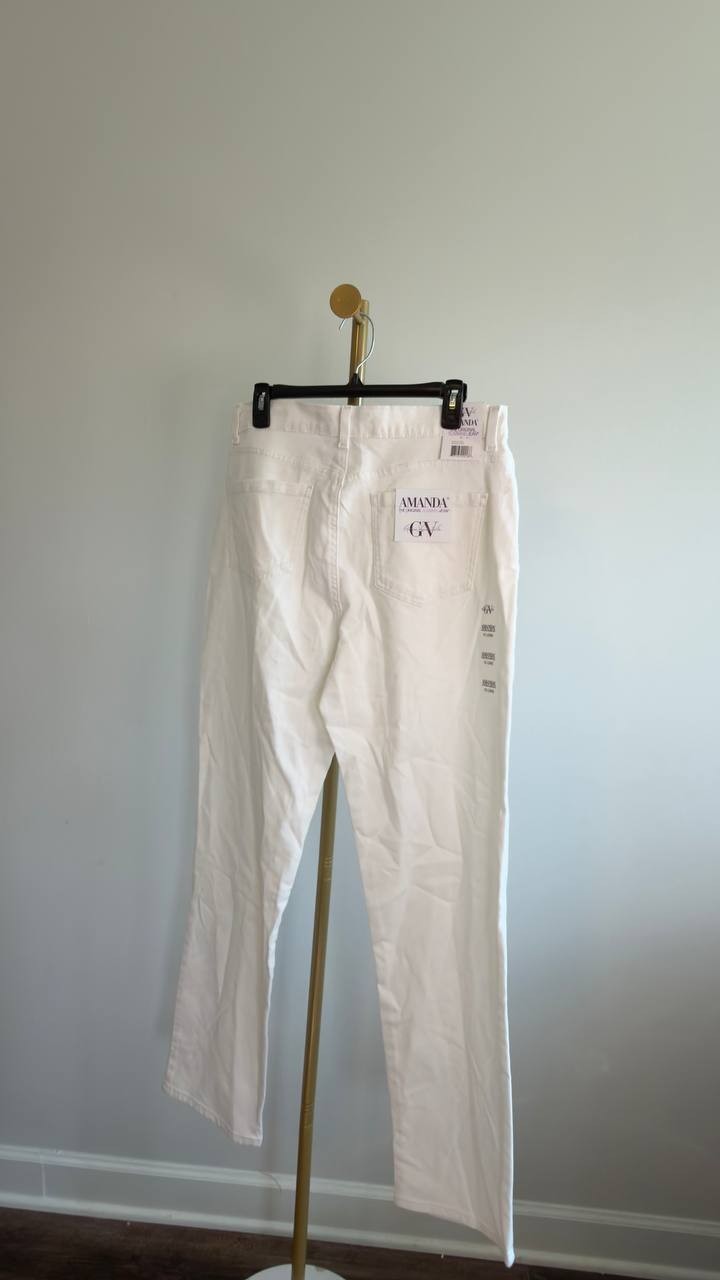 Gloria Vanderbilt Amanda Classic Straight Jeans Vintage White 12 NWT $52